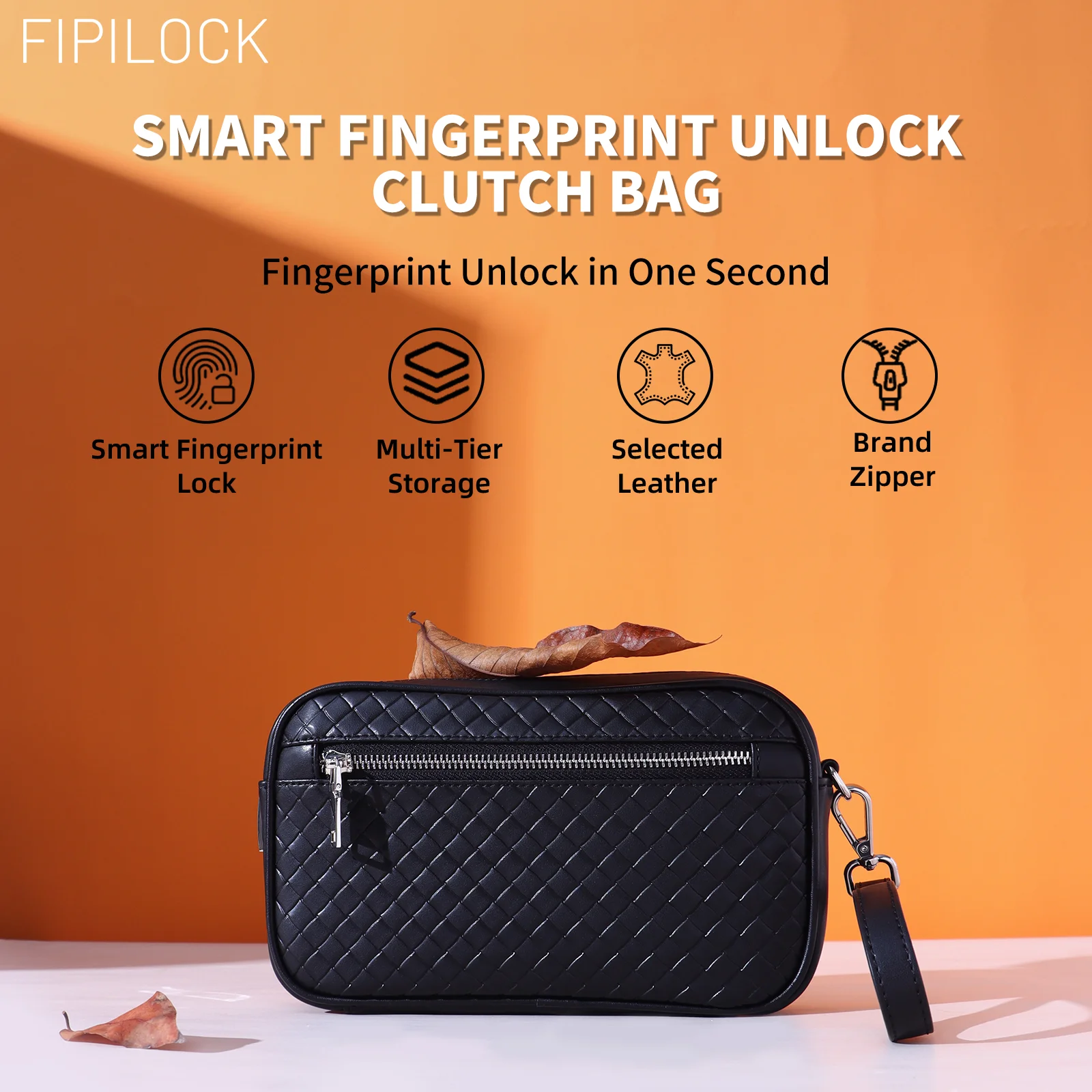 FIPILOCK Clutch Bags man Handsbags Wholesale for Woman with Smart Fingerprint Unlock Anti-theft Anti-Burglary Unisex Fashion