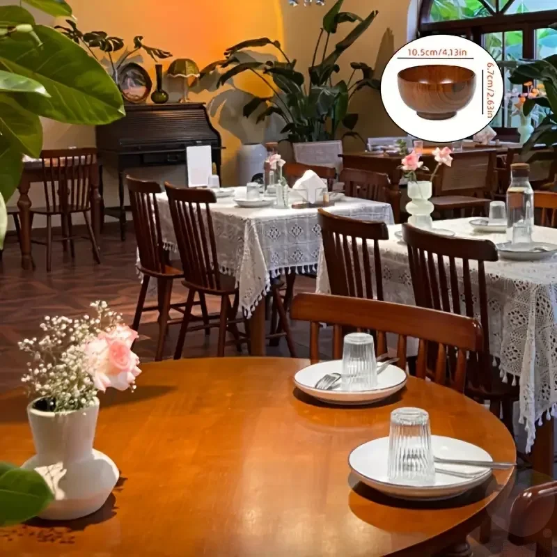 أوعية شوربة المطبخ، أوعية السلطة، حاويات الطعام، أوعية خشبية طبيعية، أوعية أدوات المائدة الكبيرة للأطفال، أواني خشبية