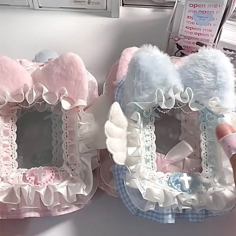 1 قطعة لطيف الوردي الأزرق أفخم الدانتيل مجموعة بطاقات الصور ، اليدوية ACG المشاهير دعم بطاقة صغيرة Guka بولارويد حامل بطاقة الصور