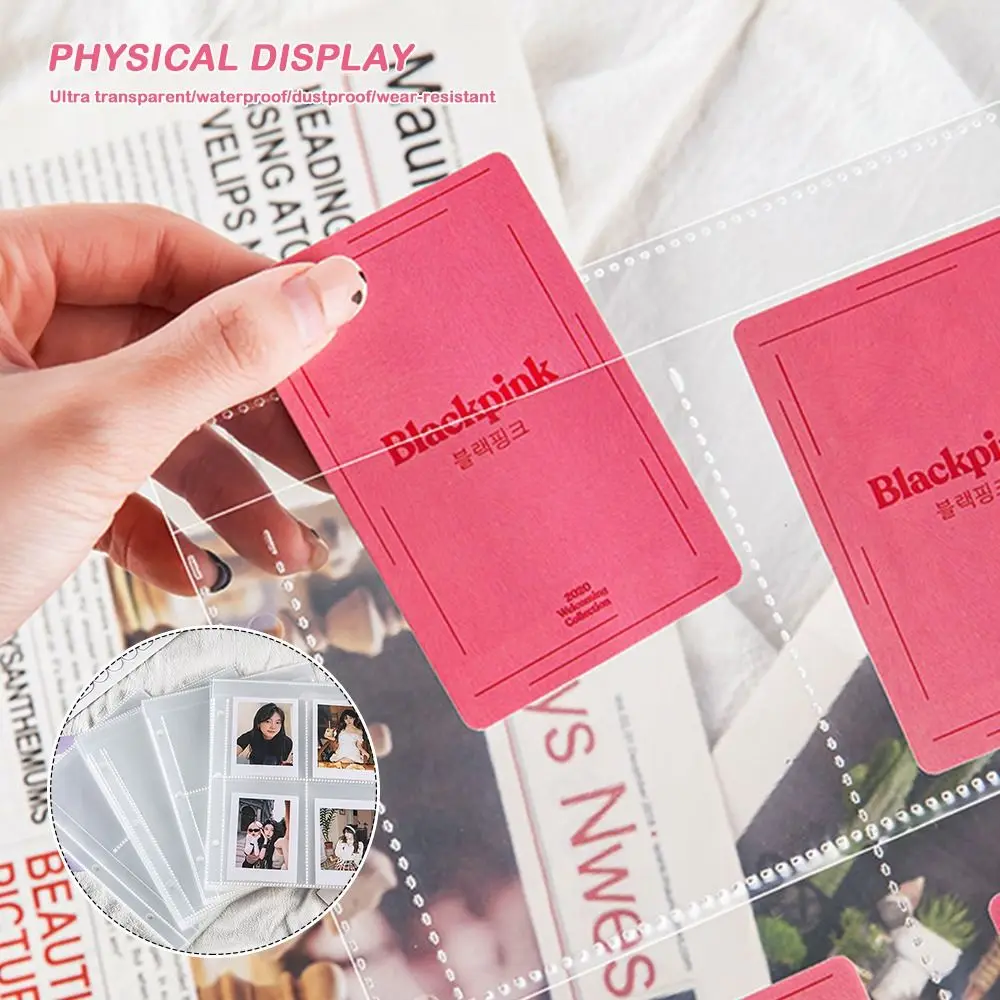 10PCS Transparent A4 Kpop Photocard Binder PP Multiple Pockets Multiple Pockets Sleeve 4 Hole 4 Ring DIY