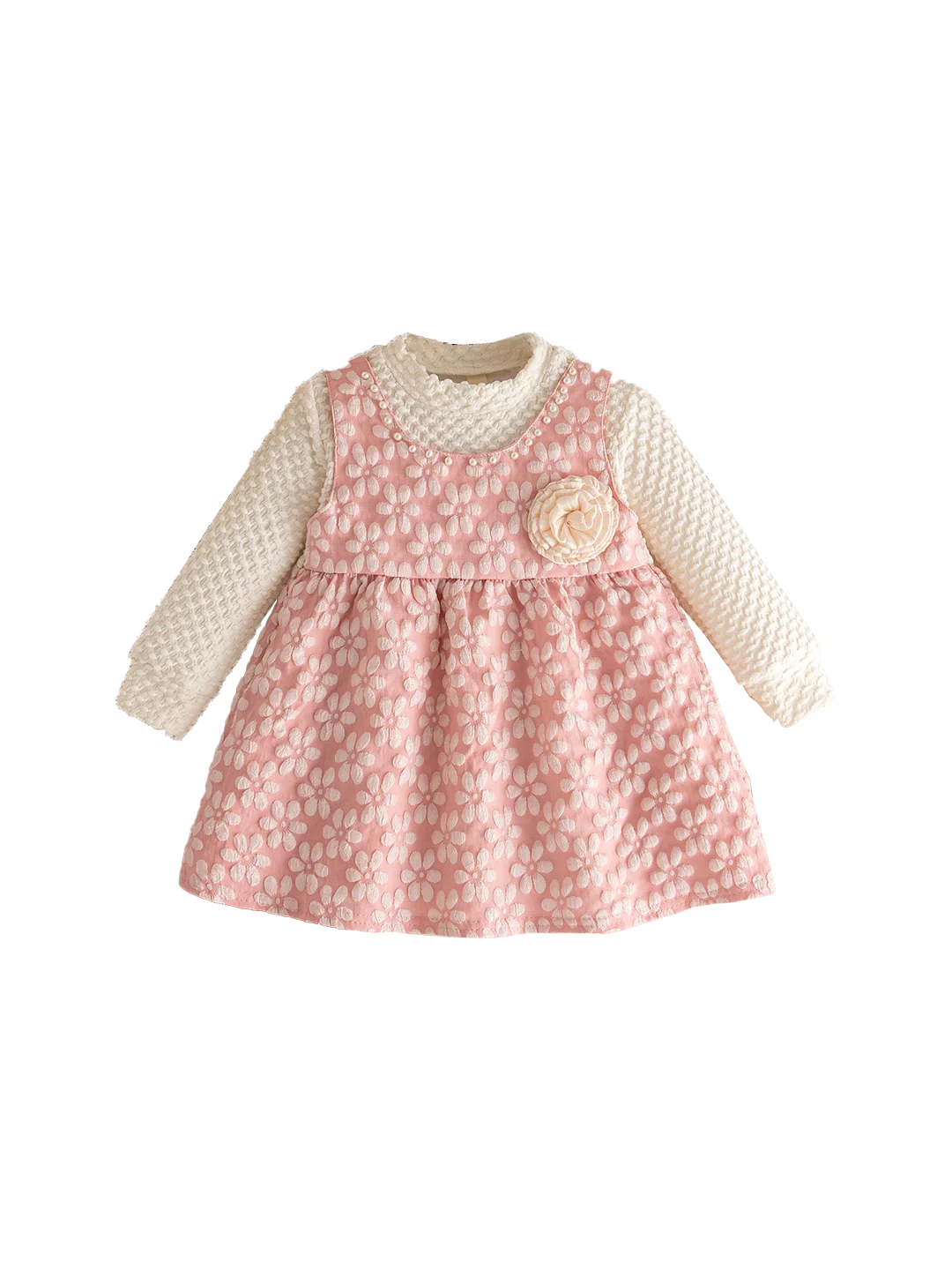 Robe de soirée de mariage pour filles, élégante, imprimé floral, Colorblock, manches longues, robe de princesse, rose, automne