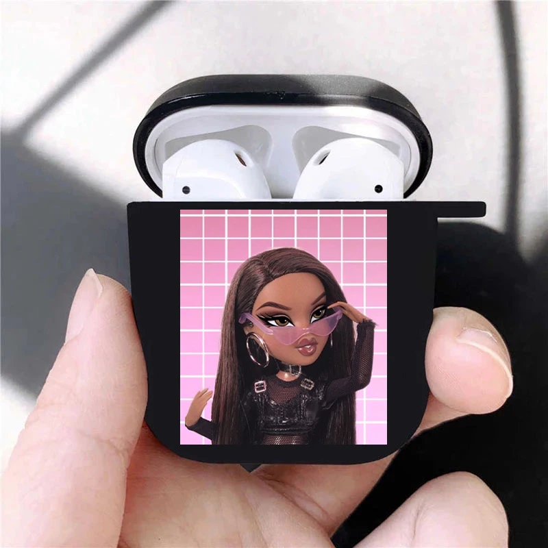 Hot Cute Bratz Doll Soft silicone TPU Case For AirPods Pro2 1 2 3 Luxury Black Silicone Wireless Bluetooth Earphone Box Cover