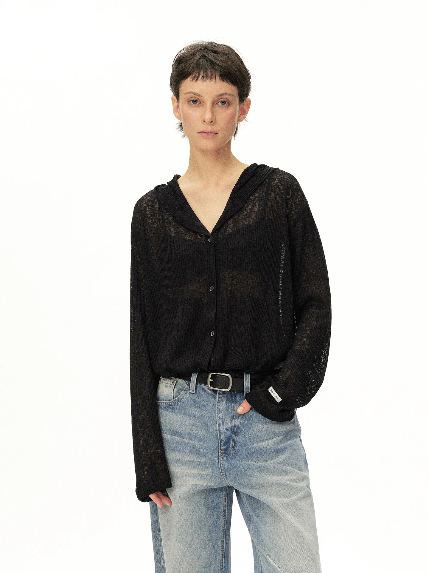 Lightweight Breathable BGTStudio Vacation Style Lazy Feel Loose See-through Sun Protection Open Cardigan Short Outerwear