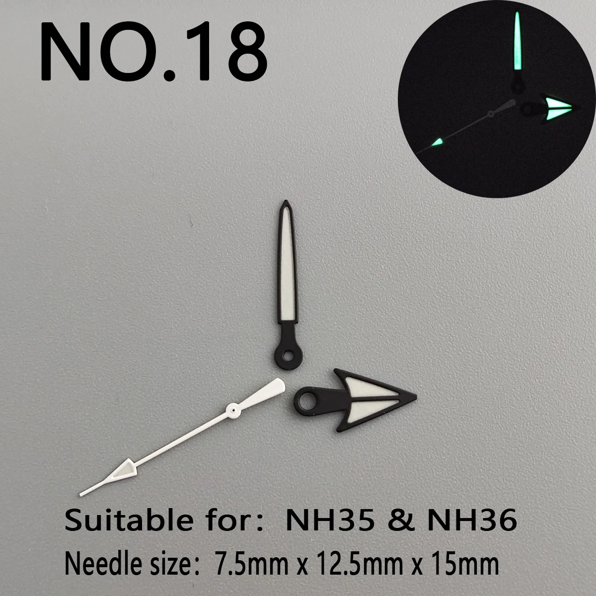 NH35 puntatore a mano NH36 puntatore a mano ago d'argento accessori per orologi luminosi verdi adatti per il movimento nh36 di seconda mano nh35