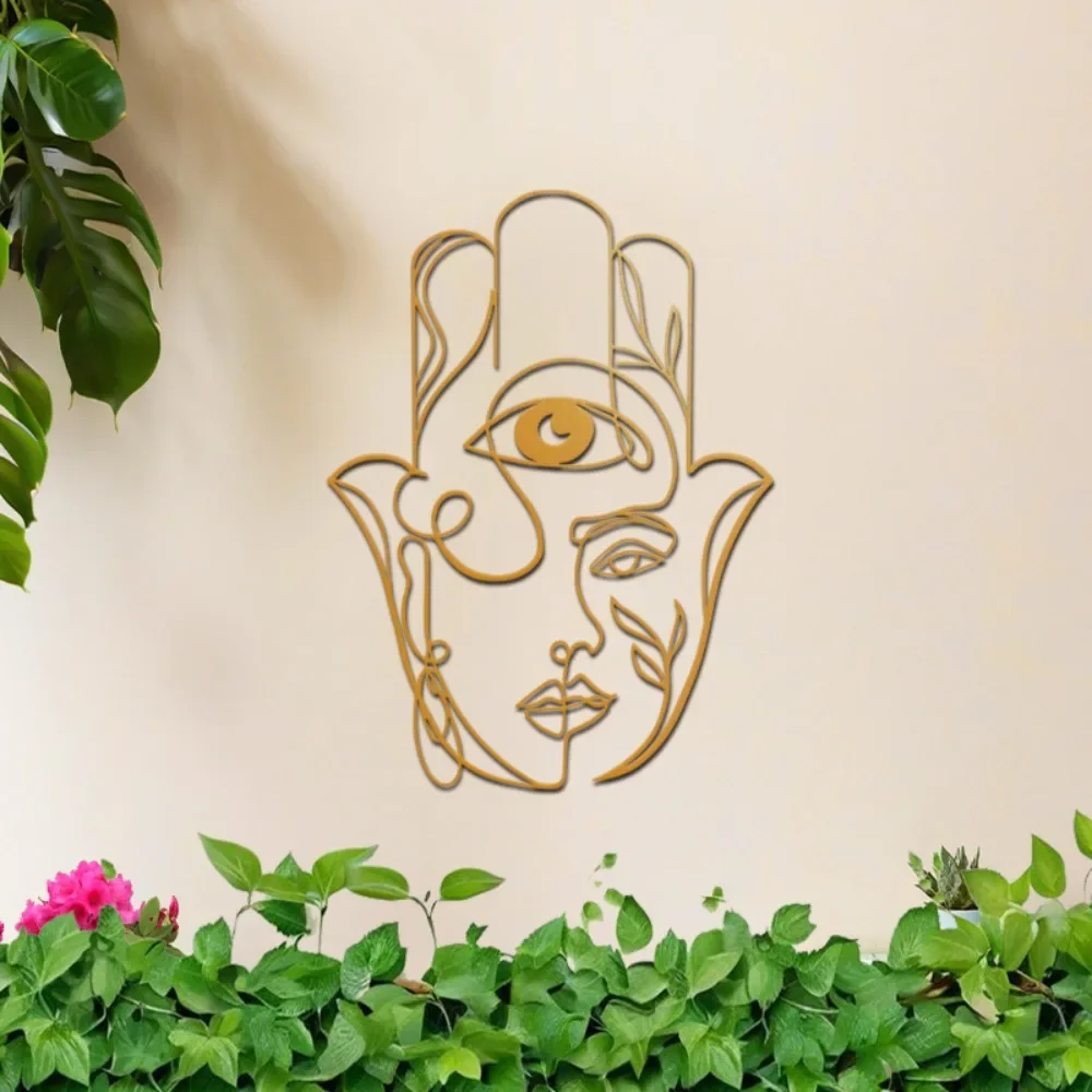 CIFBUY Iron Wall Art Hamsa Hand Metal Sculpture Rustproof Hanging Plaque Minimalist Indoor Home Decor Sign