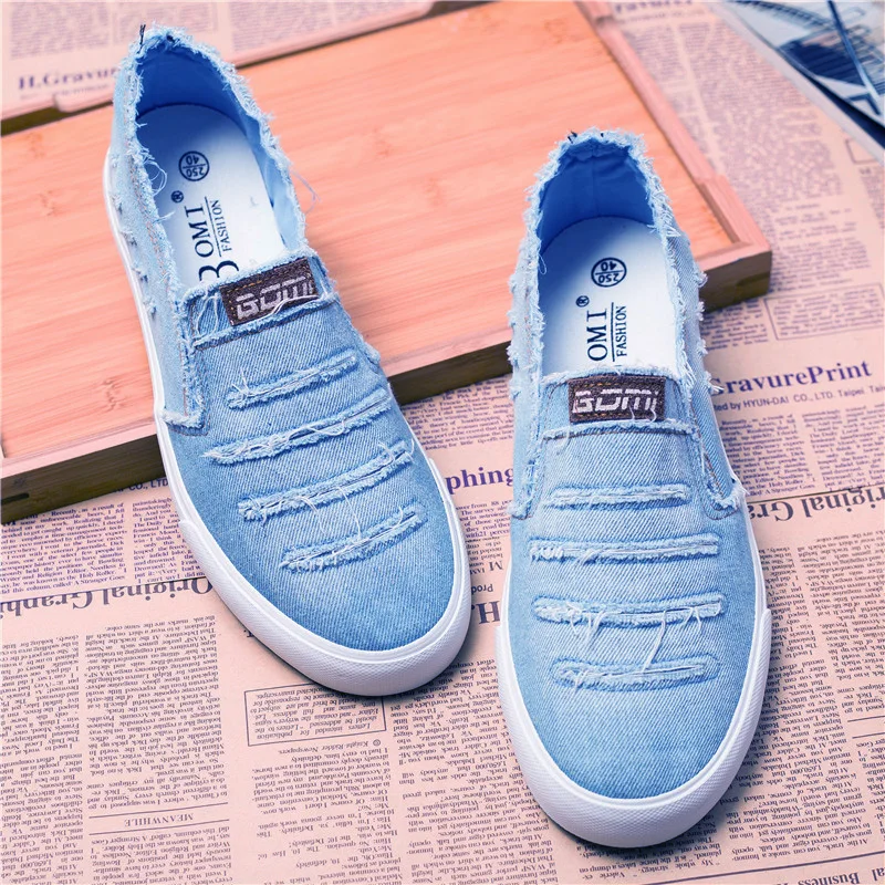 Spring Summer Canvas Shoes Men Fashion Denim Shoes Slip-on Mens Casual Shoes Hot Sale Ins Cool Shoes Male Loafers