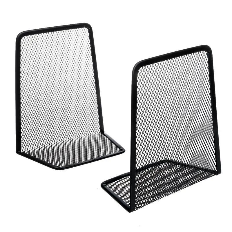 31BA Pack of 2 Black Mesh Metal Book Holder Desktop Magazines Files Holder