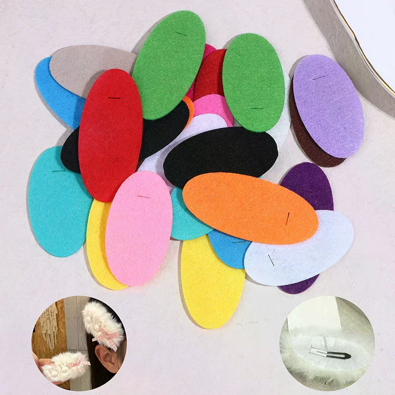 100Pcs Oval Felt Fabric Patches Non-woven Sewing Base Pads For DIY Plush Hairpin BB Hair Clips Making Accessories
