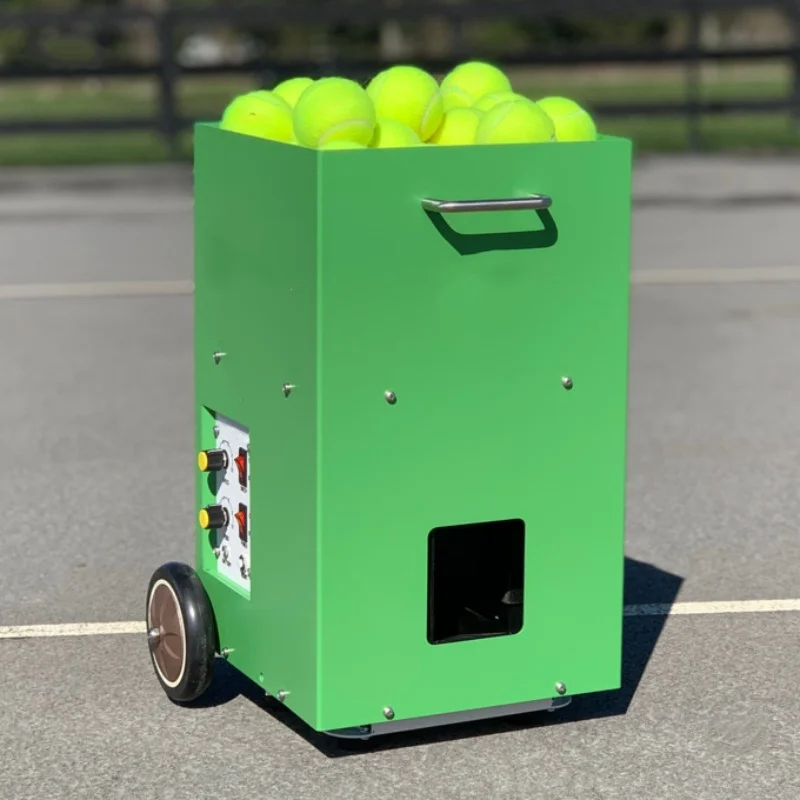 Portable Tennis Ball Machine with Left and Right Head Swing Tennis Ball Training Machine with Remote Control Teaching Racquet