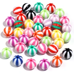12-20mm Acrylic Large Hole Beads Colorful Stripes Round Loose Spacer Beads for Diy Bracelet Necklace Jewelry Accessories