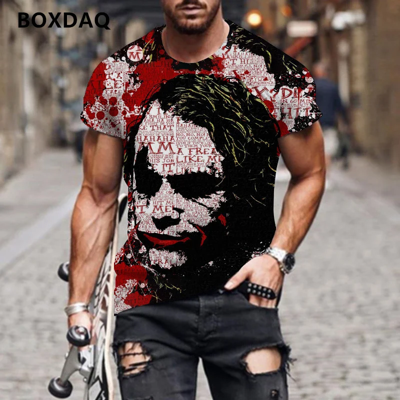 Personality Fashion Clown Pattern Men T-Shirts Short Sleeve 3D Printed Gothic Street Trend TTee 6XL Plus Size Summer Casual Tops