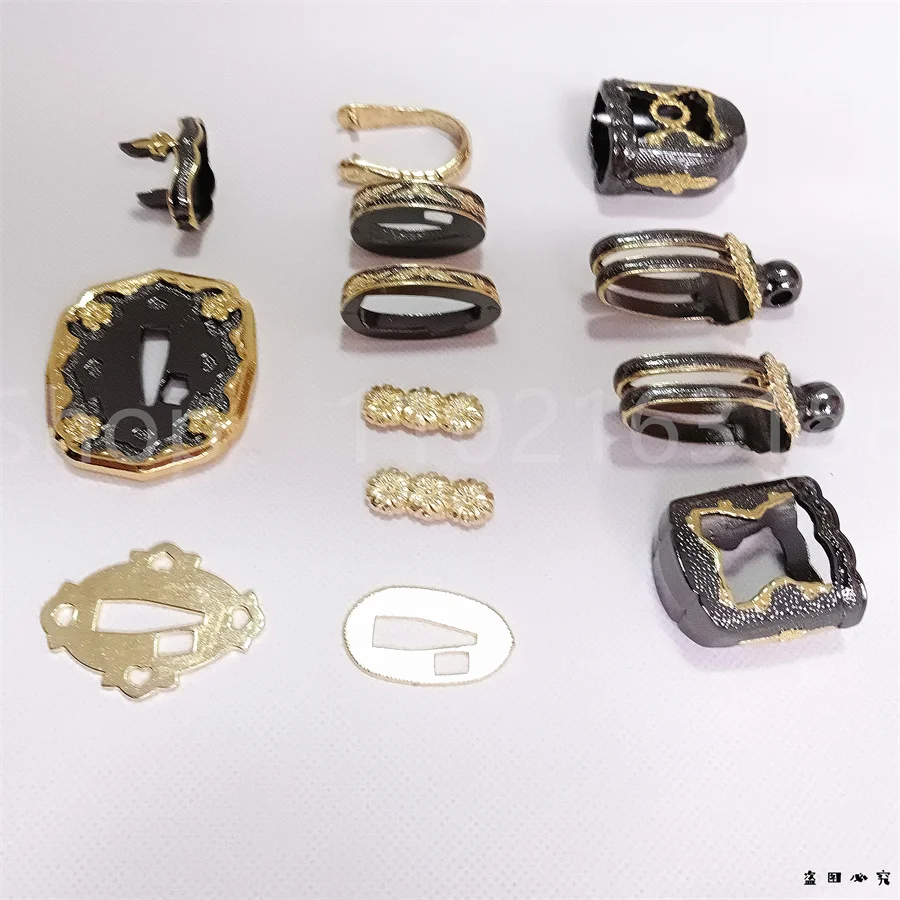 The whole set Alloy Sword Parts Tsuba Guard Habaki Seppa Fuchi Kashira Menuki Apply To Real Japanese Samurai Knife Fittings New