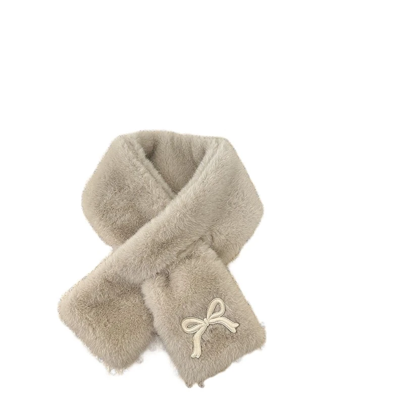 

Милый однотонный шарф с бантом, повседневный теплый детский плюшевый шарф, ветрозащитный корейский стиль, антихолодный шейный платок, подарки