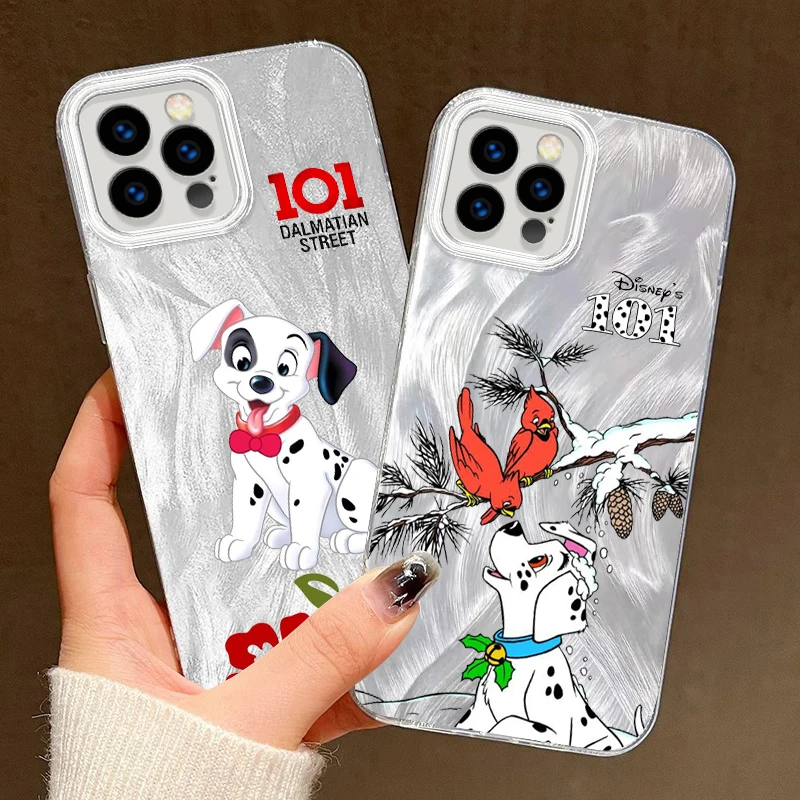 Disney 101 Spotted Dog Cute For iPhone 15 14 13 12 11 XS X XR 8 7 Pro Max Plus Feather Yarn TPU Phone Case