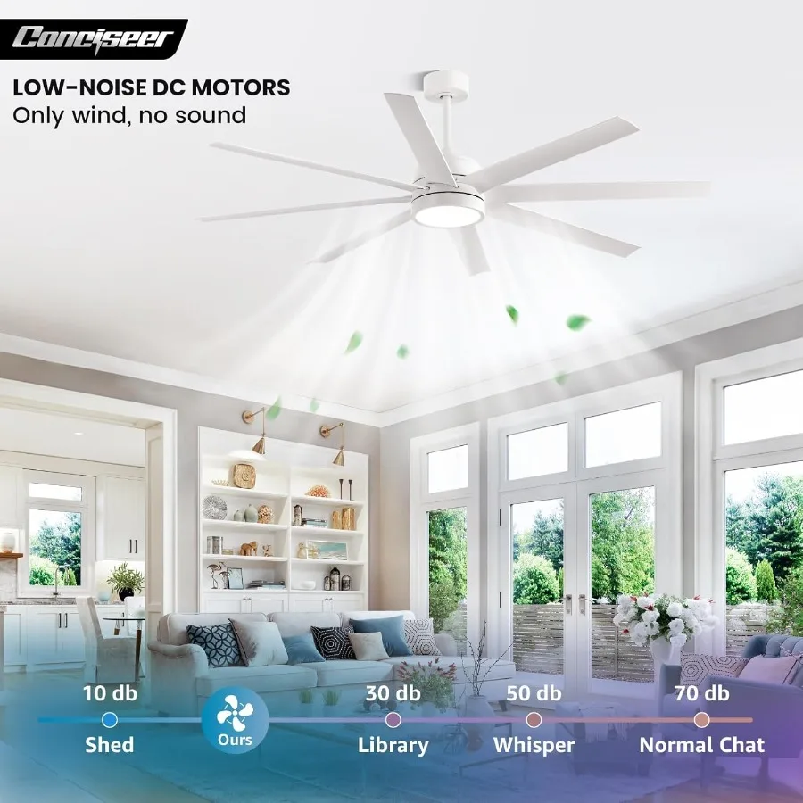 مراوح سقف حديثة مع أضواء مروحة سقف 65 بوصة مع ضوء وجهاز تحكم عن بعد لغرفة النوم وغرفة المعيشة والمطبخ والمكتب الداخلي والخارجي #2