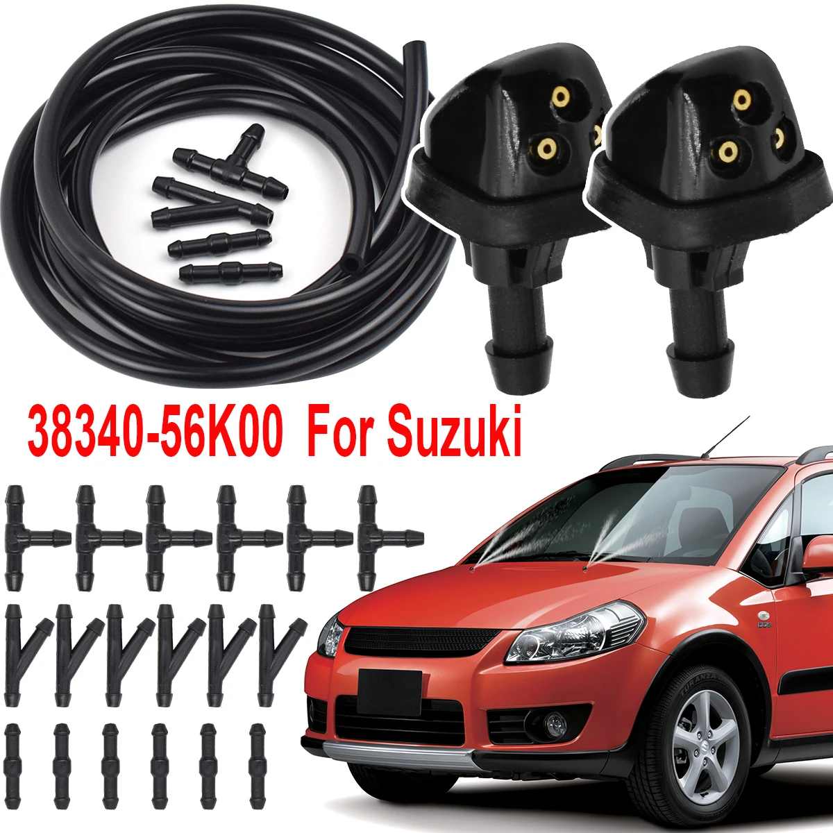 Para suzuki swift mk2 sx4 mk1 grand vitara escudo aerio ertiga carro dianteiro limpador de pára-brisa arruela spray jet capô bicos mangueira kit