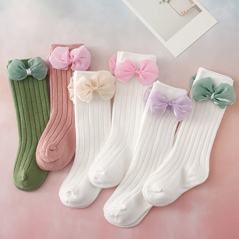 

Baby Socks for Girls Toddler Sweet Bowknot Anti-Skid Cute Mid-Calf Socks Fall Winter Warm Kids Socks Children's Stockings