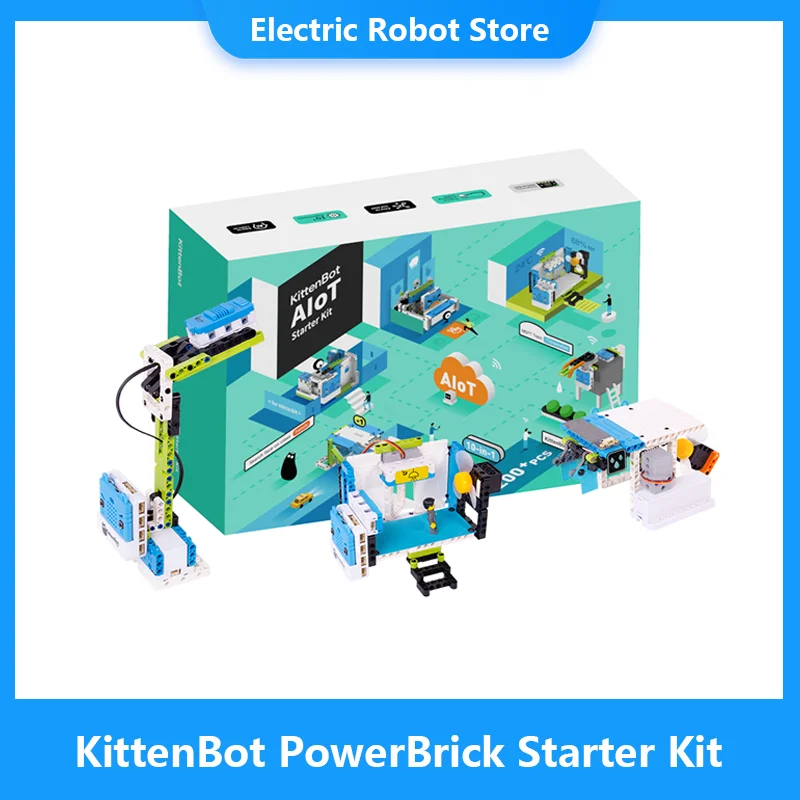 KittenBot PowerBrick AIOT Starter Kit Building Block for Micro:bit Python Scratch 3.0 Kittenblock, IOT cloud service interaction