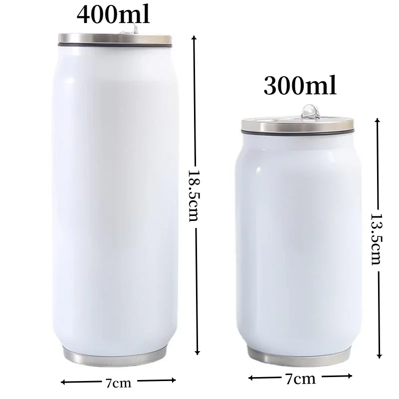 Custom Coke Can Tumbler Stainless Steel Water Bottle with Straw Mug Personalized Your Design Cola Shaped Can for Cold Hot Drink