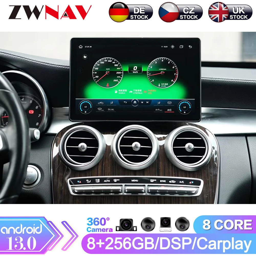 

11,5 дюймовый Android 13 сенсорный экран авто CarPlay для Mercedes Benz W205 C GLC V260 2015-2019 автомобильное радио мультимедийный GPS навигатор плеер