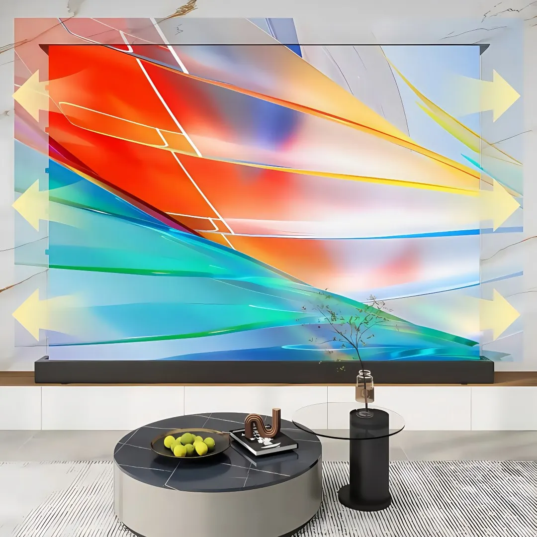 Motorized Fresnel ALR Floor Rising Projector Screen for Standard/Long Throw Projector, 8K Floor Stand Screen for Home Theater