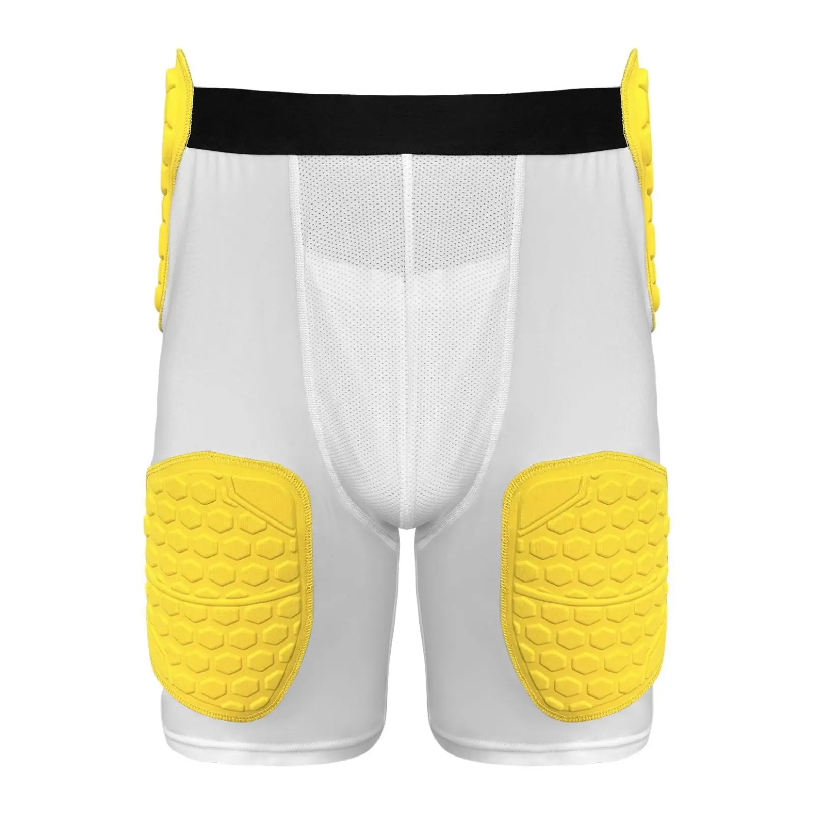 Protective Rugby Shorts for Men with EVA Honeycomb Padding Compression Fit with Groin Guard for High Impact Sports Training
