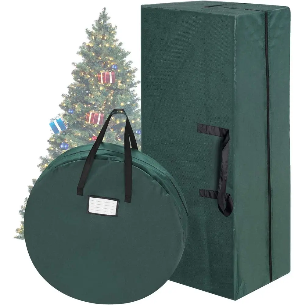 

Набор холщовых сумок для хранения штучных рождественских елок на 10 футов и 30-дюймовых венков (зеленый)