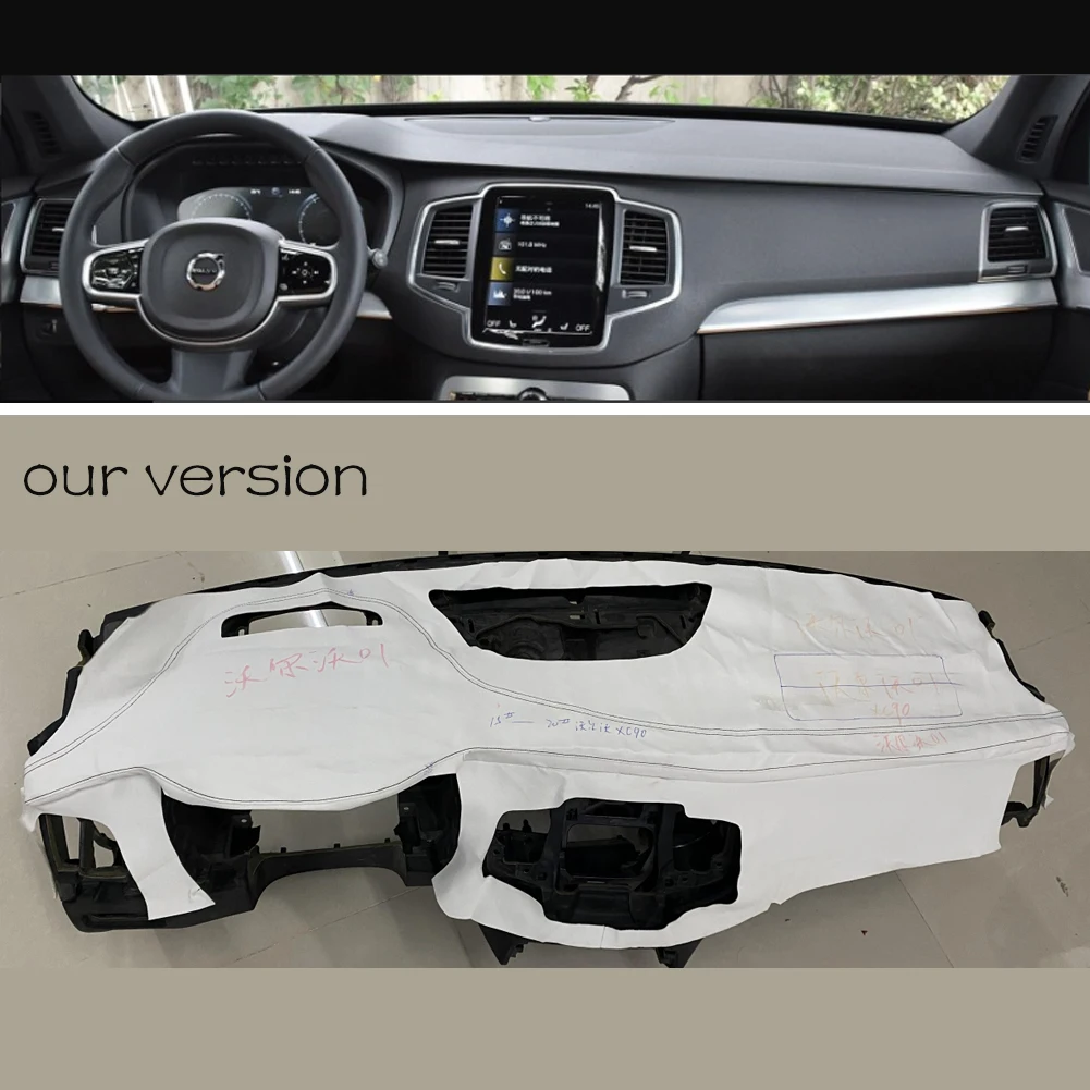 Custom Car Dashboard Cover Wrap in Alcantara for Volvo XC90 2015-2021 Mat Shade Cushion Pad Carpets Accessories