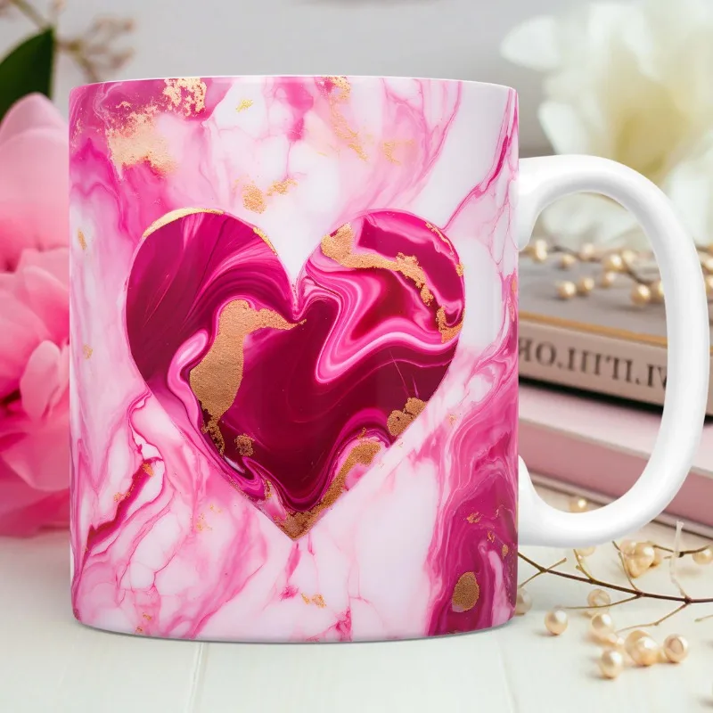 Creative Sweetheart Pattern Couple Theme Ceramic Mug Love Water Cup Gift for Mother or Girlfriend