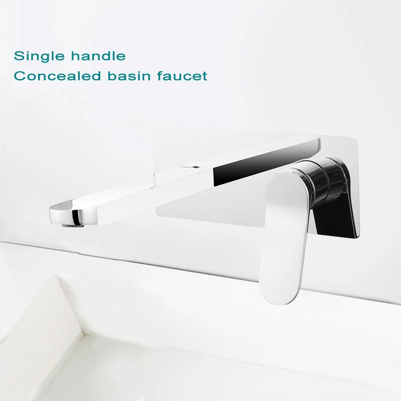 Concealed wall mounted washbasin faucet hotel project cold and hot all copper washbasin faucet