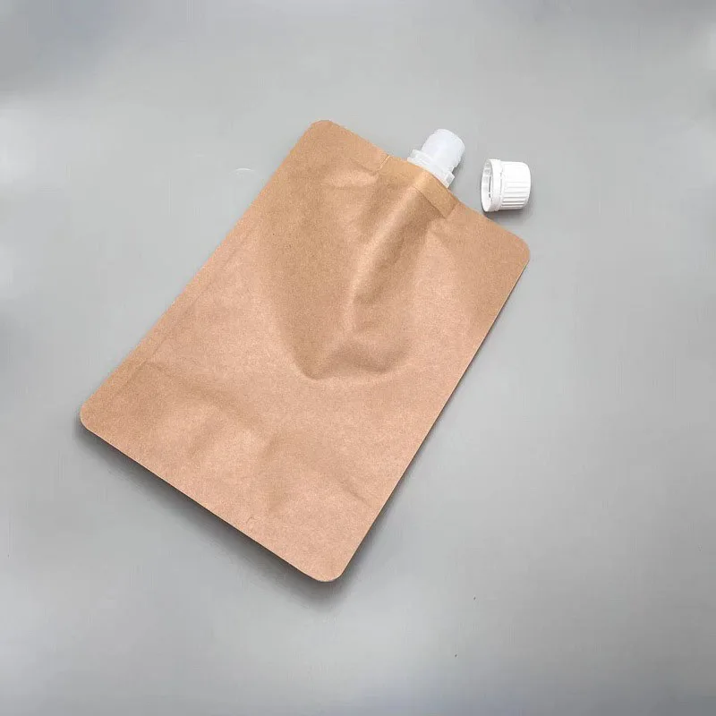 500ml Kraft Paper Spout Pouch For Liquid Drink Juice Disposable Packaging Stand Up Bag Cosmetic Makeup Packing