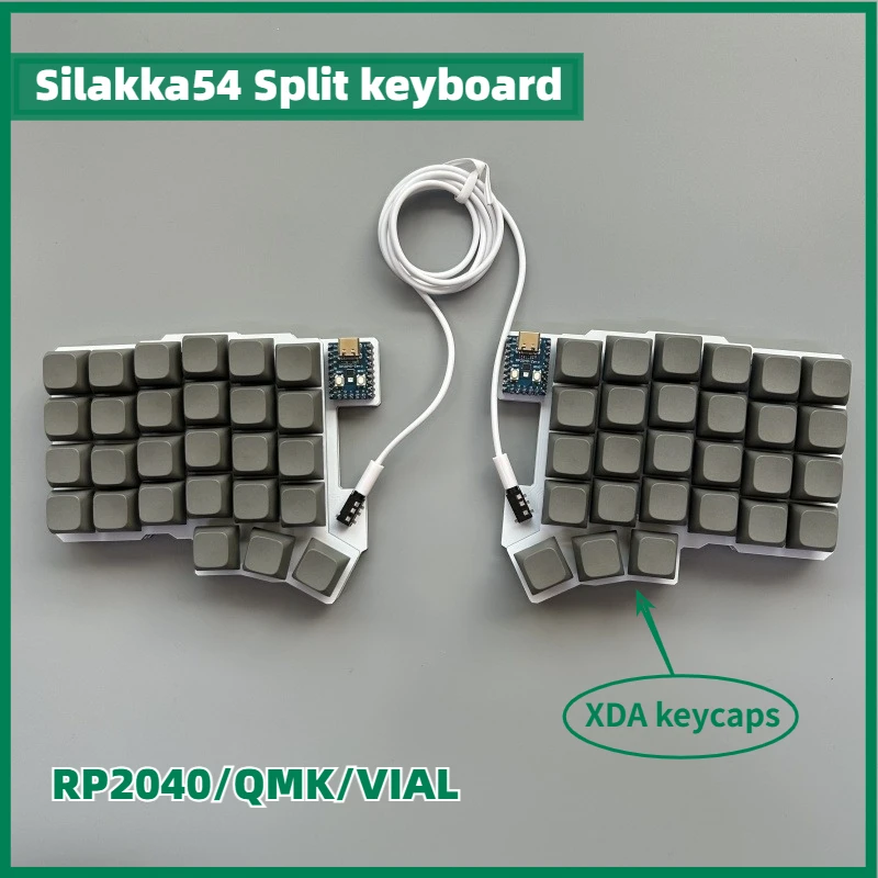 Silakka54 Kit de teclado dividido con cable VIAL/QMK, accesorios de teclado ergonómico para juegos intercambiables en caliente, teclados para zurdos y destros, regalo
