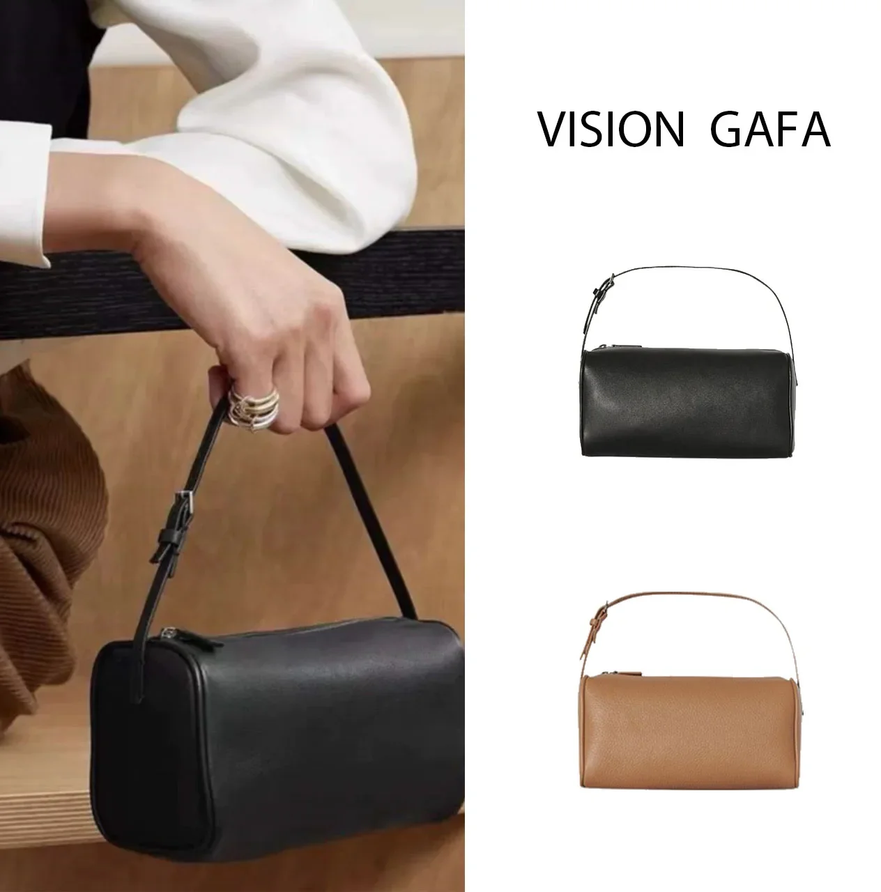 

Faux leather Leather Pencil Case - Unique Cylindrical Design Premium Shoulder Bag, Stylish Underarm Purse for Women