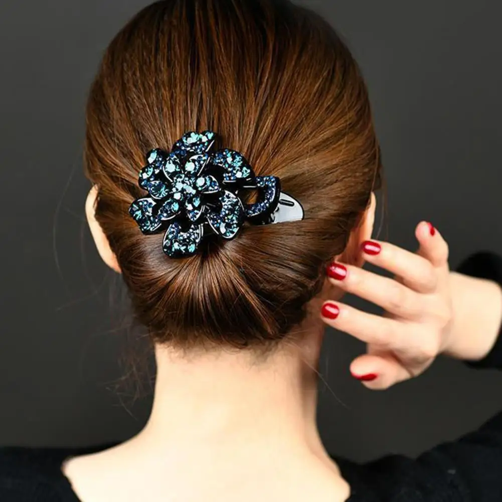 

Anti-slip Tooth Women Hair Clip Acrylic Female Elegant Rhinestone Flower Decor Hairpin Hair Accessories