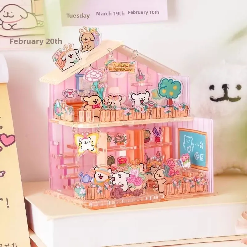 

TOI акриловая головоломка ручной работы для взрослых, линия собаки, цветочное зеркало, здание, сделай сам, небольшой дом, сборная модель, статическая модель, конструкция