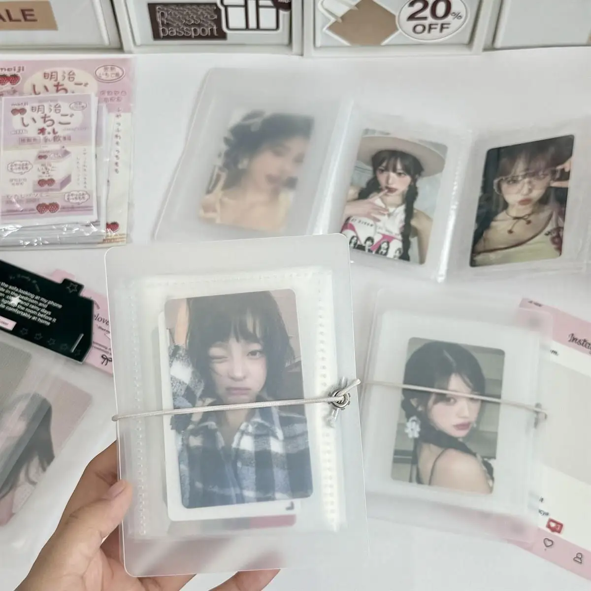 Foldable Mini Photo Album Transparent Frosted Folder DIY Photocard Stamp Album Storage Book Holder Picture Card Holder Idol Star