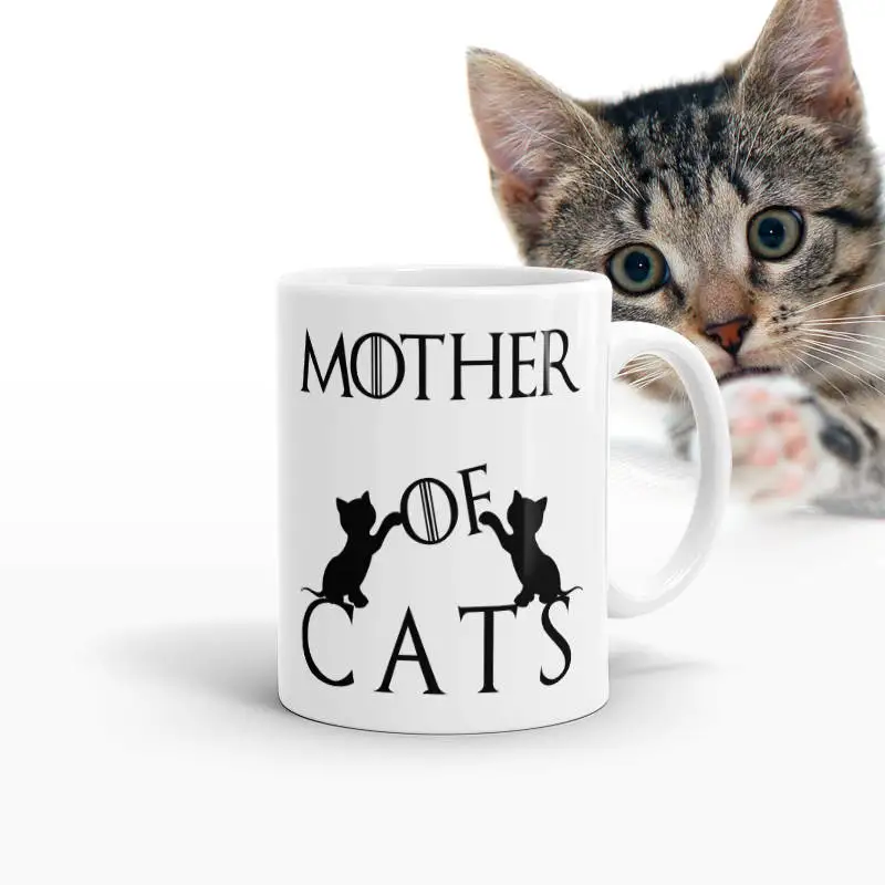 Mother of Cats Cup Caffeine Cocoa Coffee Mugs Tea Mugen Friend Gifts Home Decal Milk Tableware Coffeeware Teaware Beer Drinkware