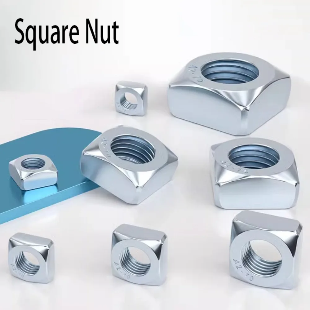 A set of 150 square nuts, including four sizes (M4, M5, M6, M8) in combination, suitable for machine fasteners.