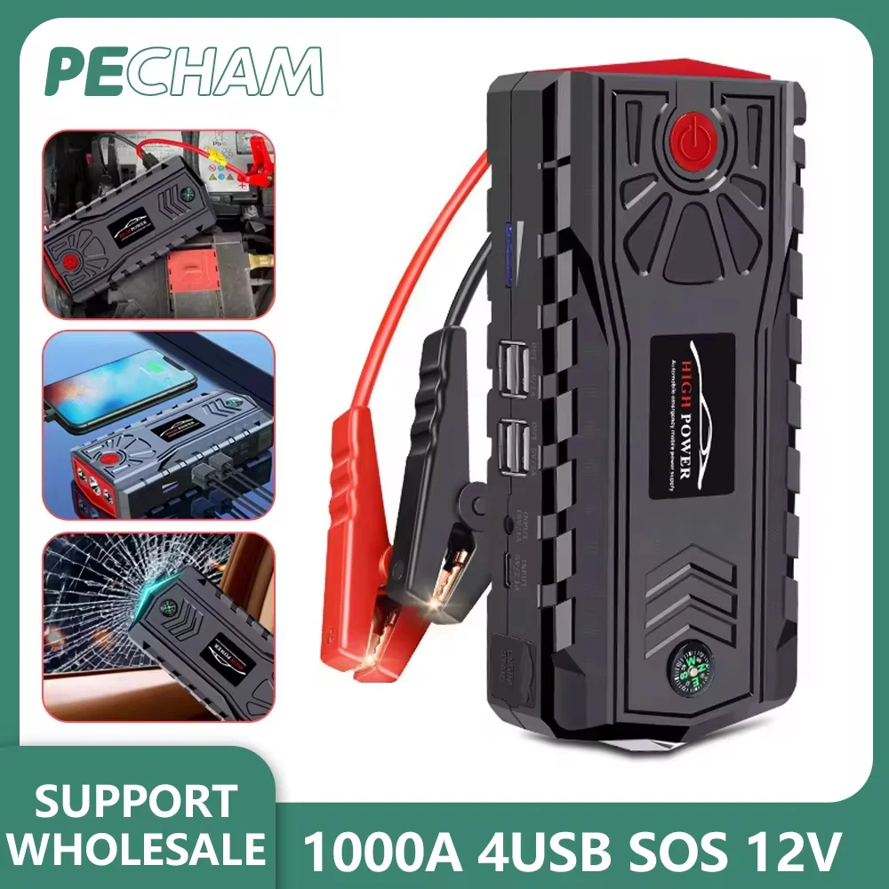 

Car Jump Starter Powerbank Booster Charger Battery Power Bank Portable Starter for 12V Vehicle Auto Battery Starter With Toolbox