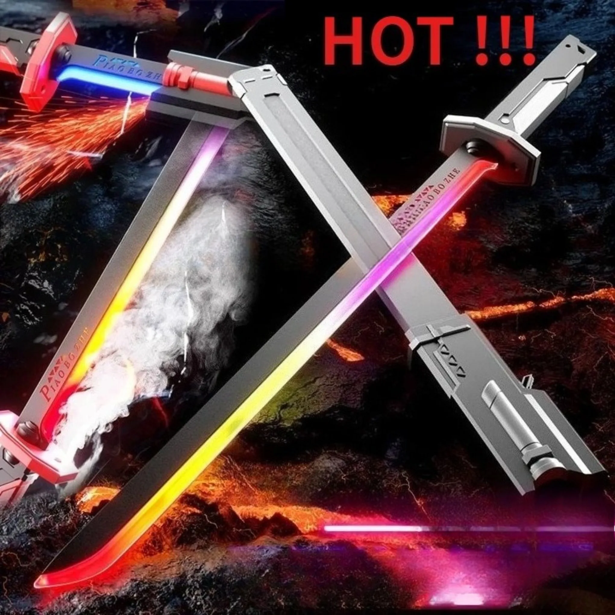 

Цветной светящийся меч-стремитель с эффектом искр и дыма, 7-цветные светящиеся мечи, игрушка для детей и взрослых, реквизит для вечеринок, косплея, Рождества