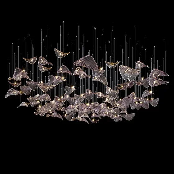 العملاء الفن تصميم طبق من الزجاج الأرجواني قليلا الضوء الثريا قلادة ضوء مشروع الإنارات