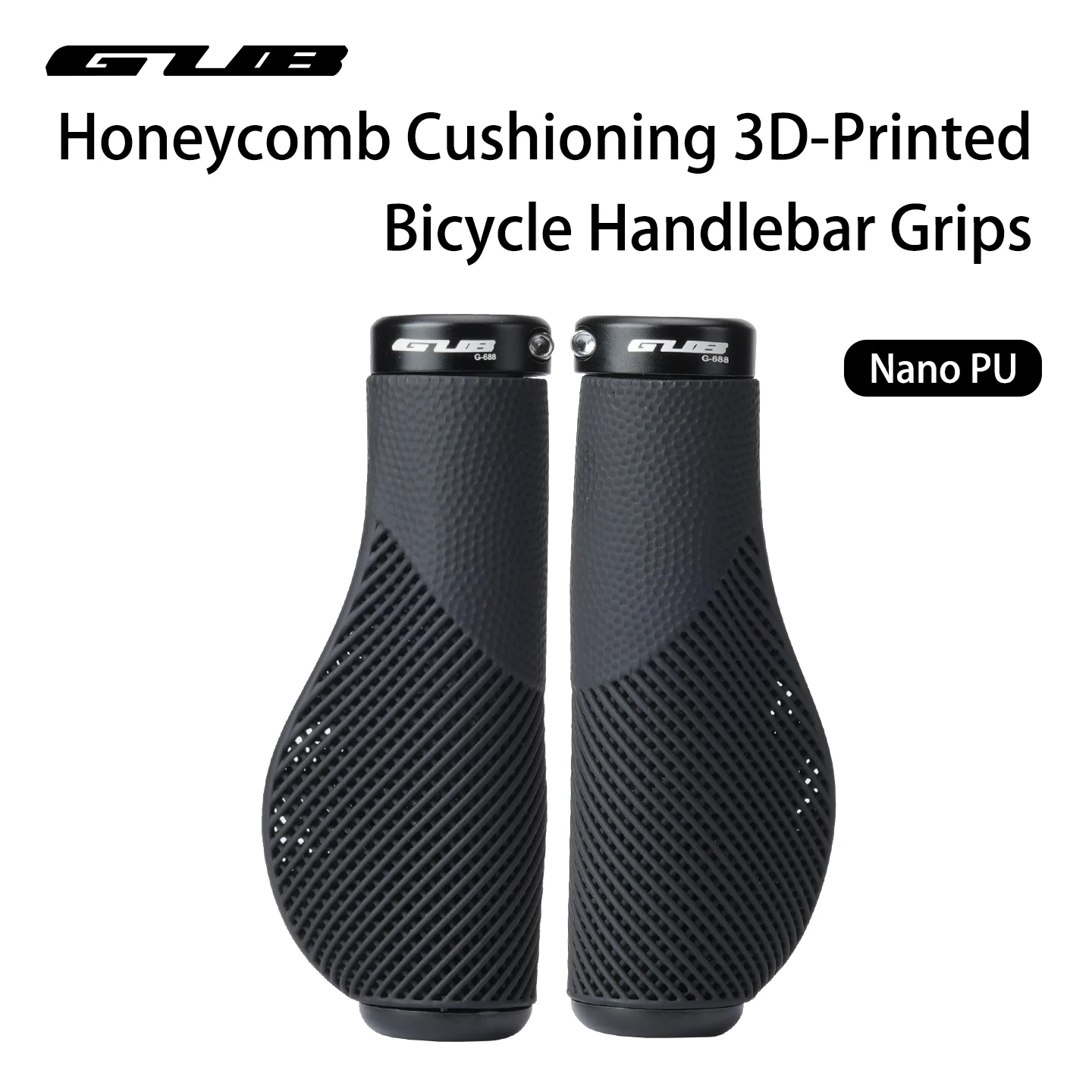 GUB G-688 3D Printed Bike Grips Nano PU Bicycle Handlebar Grips Aluminum Lock-on Shock Absorption For 22.2mm