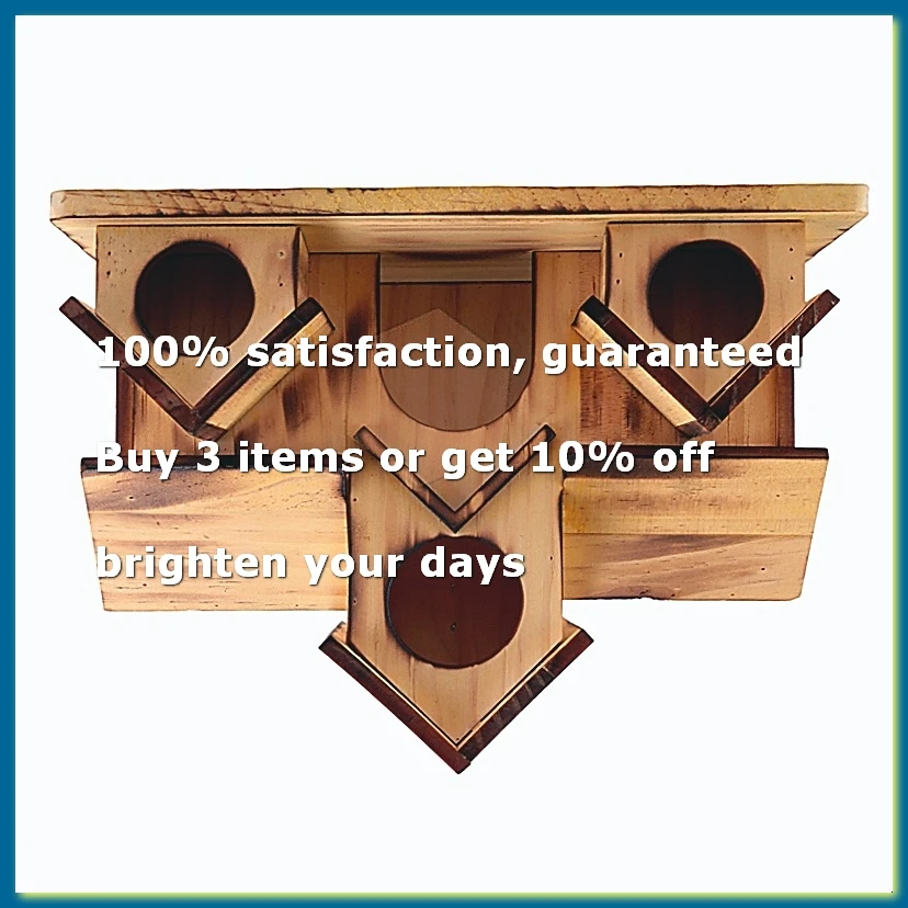 ●Hanging Wooden Bird House for Outside 6 Hole Wooden Bird House Courtyard Backyard Decorations