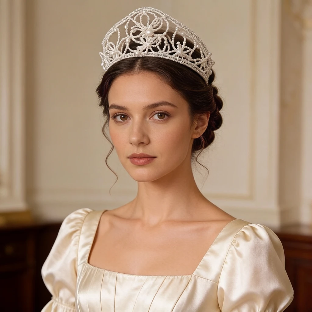 1Pc Elegant Song-style flower crown with 3D flowers and pearls, ethereal ancient hair accessory for Hanfu and cosplay