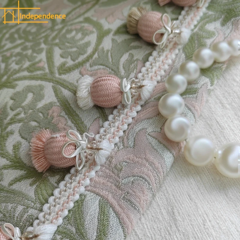 Powder Cream Jacquard Chenille Thick Blackout Curtains for Customized Finished Products for Living Room Bedroom Balcony