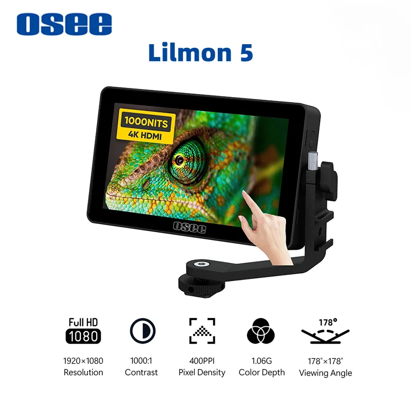 Osee Lilmon Monitor portabel, 5 5.5 inci 4K HDMI Campatib profesional 1000Nits dengan kalibrasi warna sentuh On-kamera Kit Monitor