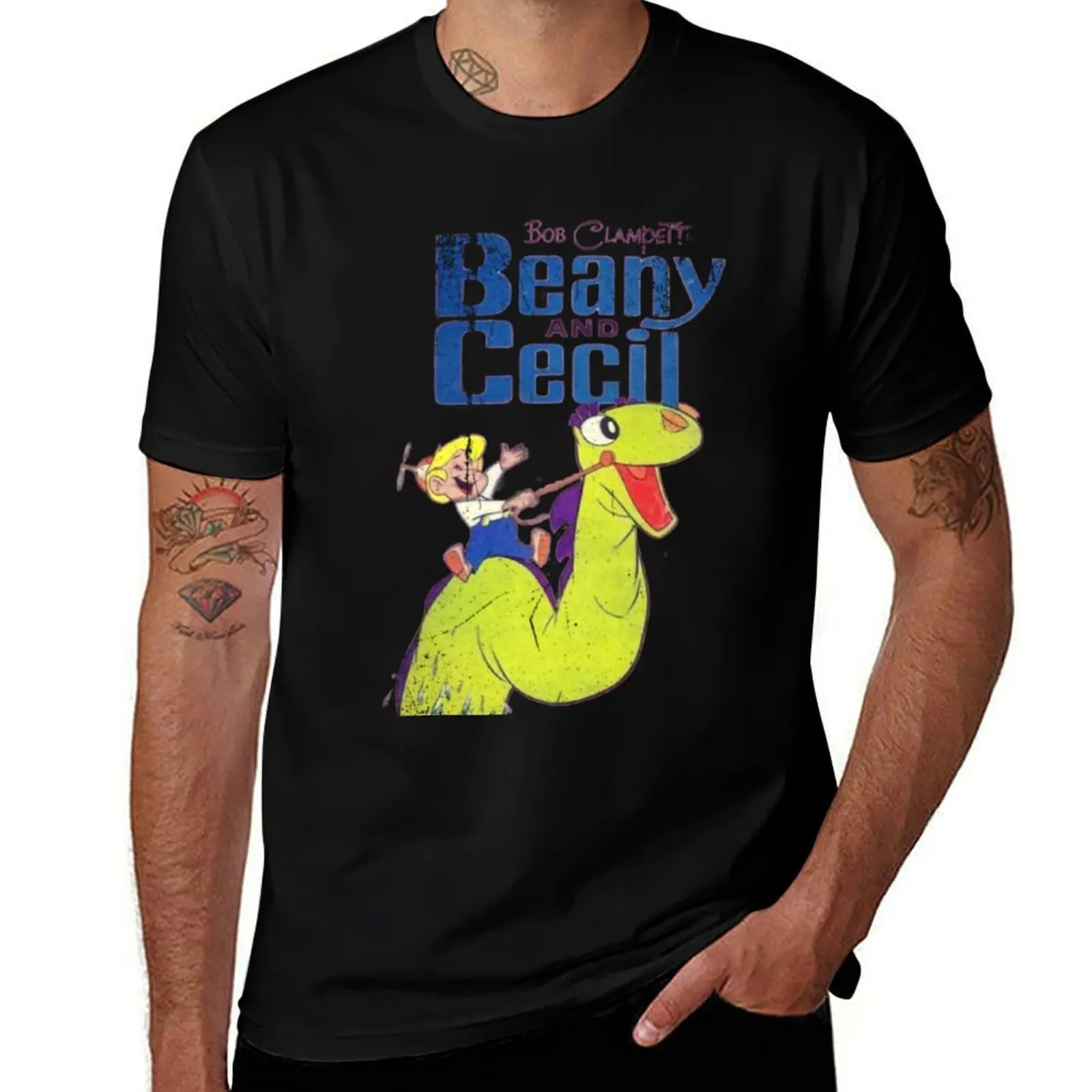 Beanie, Vintage, Distressed Beany and Cecil Classic T-Shirt Basic Casual Short Sleeve Cotton Shirt
