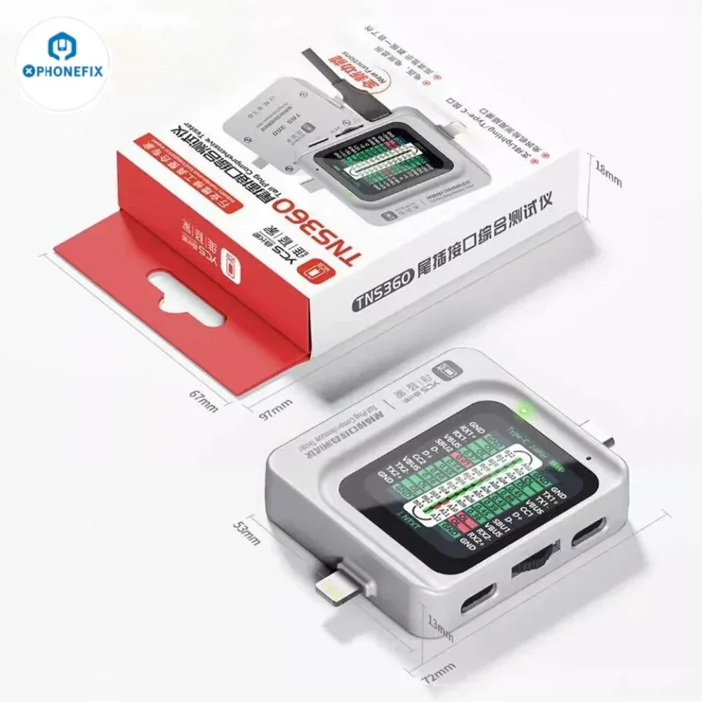 YCS TNS360 3 w 1 wtyczka tylna telefonu komórkowego kompleksowy detektor 30V ~ 5A automatyczne wykrywanie skanowania dla oświetlenia IOS TEYE-C