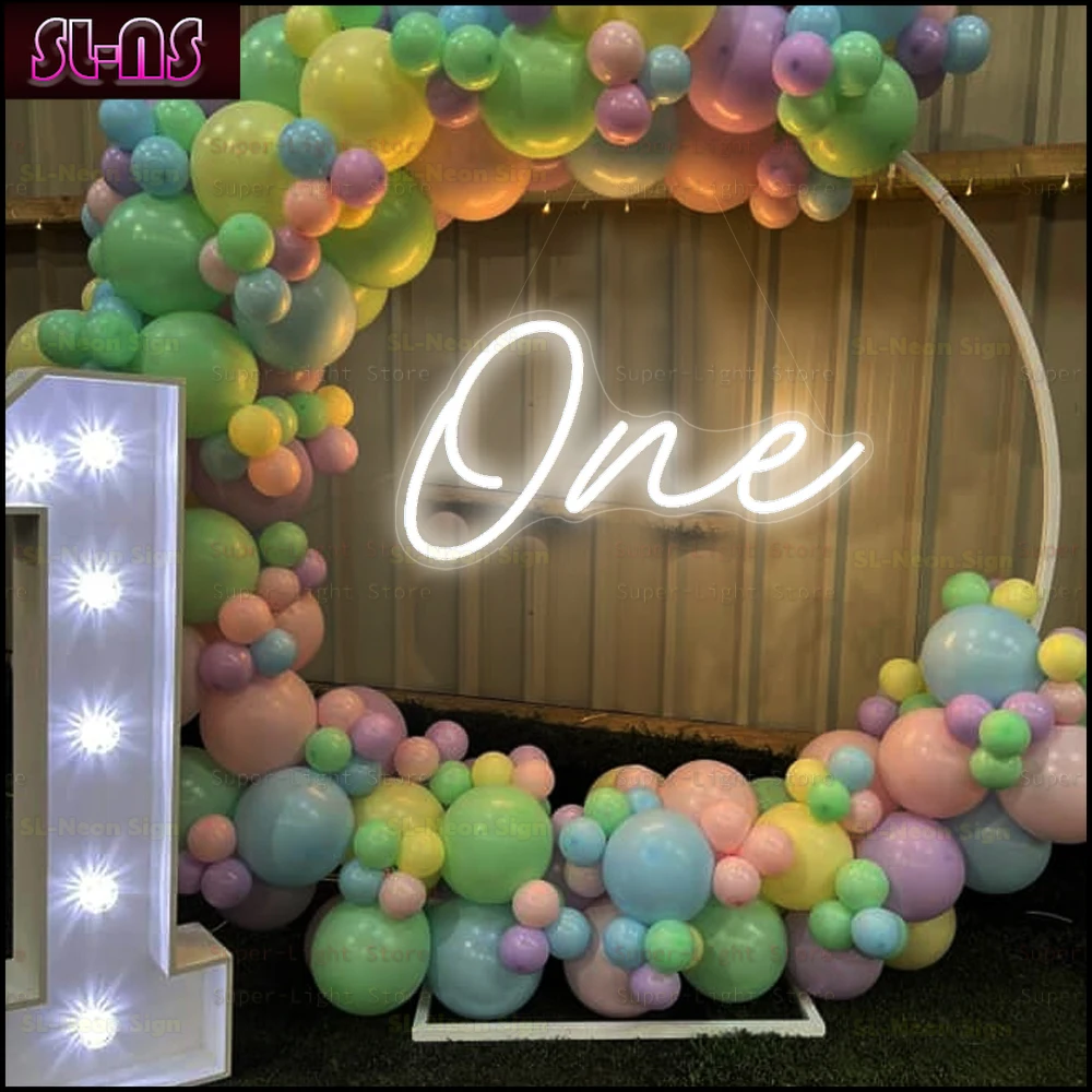 Custom LED Neon ONE Sign First Birthday Party Sign Cheap Signs 5V USB for Birthday Kids Gift Warm White Light Baby Show