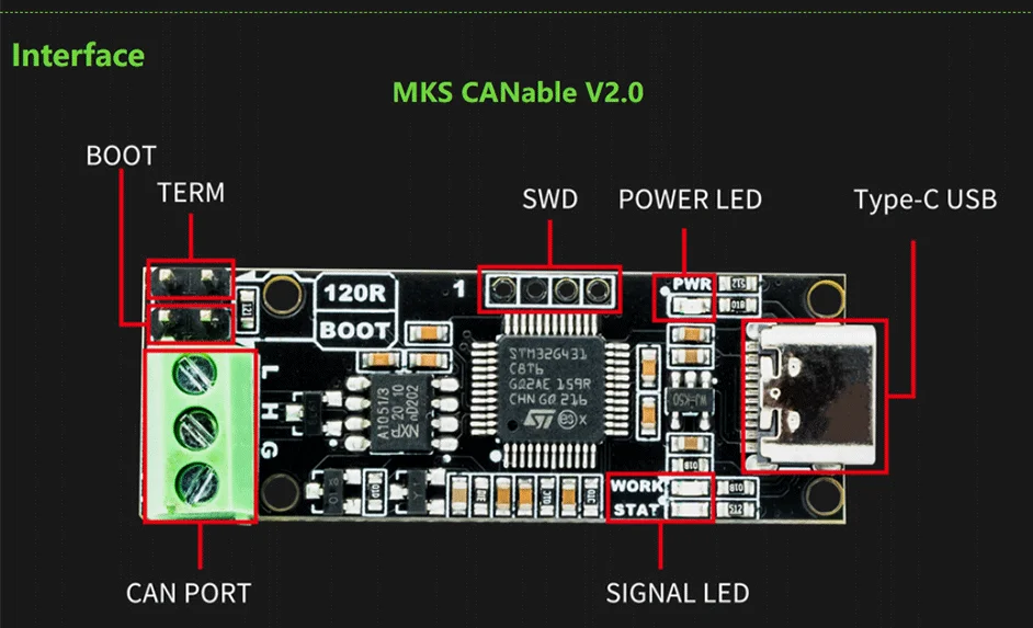 MKS CANable 2.0 USB zu CAN Adapter Analysegerät CANFD SLCAN SocketCAN CANdleLight Klipper 3D-Drucker-Teile – Detail 13